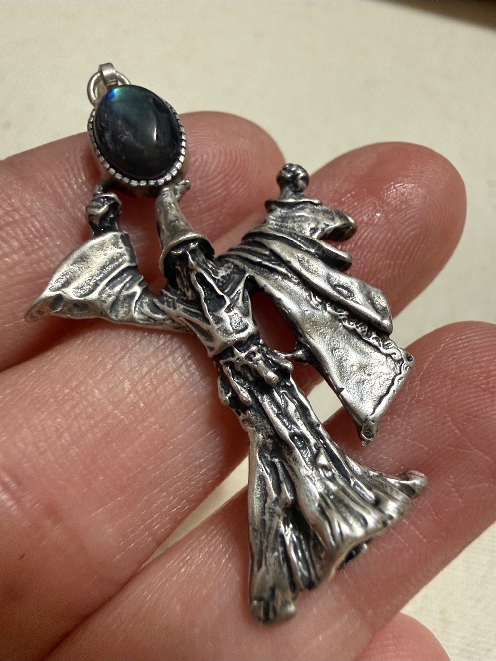 Sterling Silver Wizard Pendant with Dark labradorite Stone - Picture 2 of 10